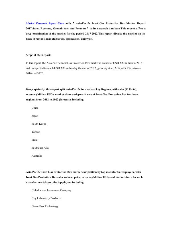 Asia-Pacific Inert Gas Protection Box Market Repor