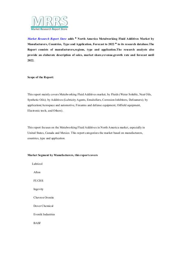 North America Metalworking Fluid Additives Market 