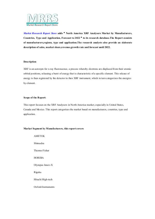 Market Research Report Store  North America XRF Analysers Market by Manufacturer