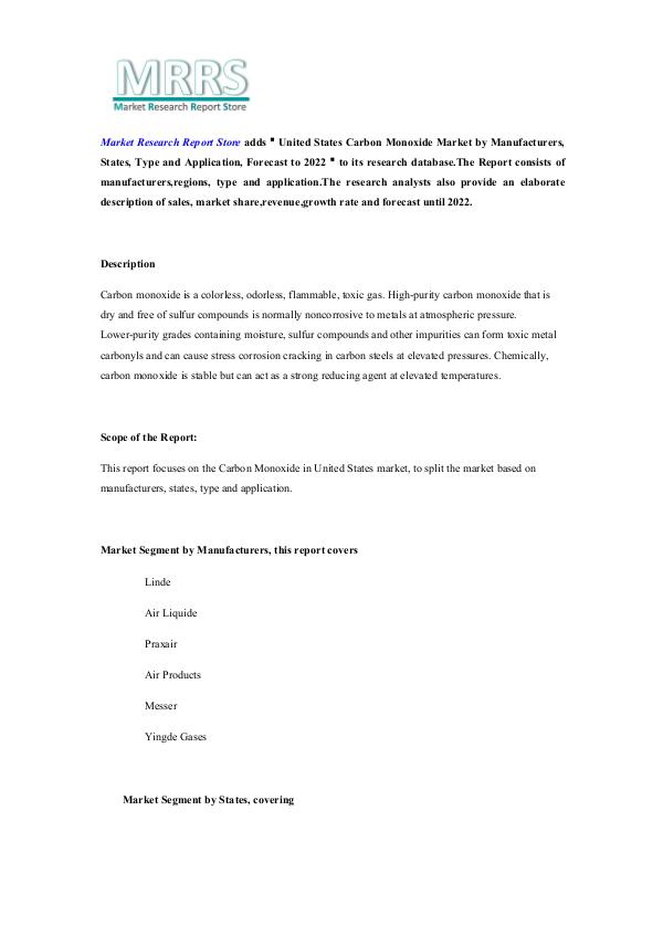 United States Carbon Monoxide Market by Manufactur