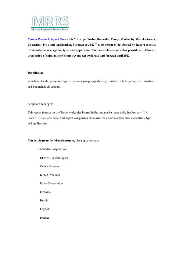 Europe Turbo Molecular Pumps Market by Manufacture