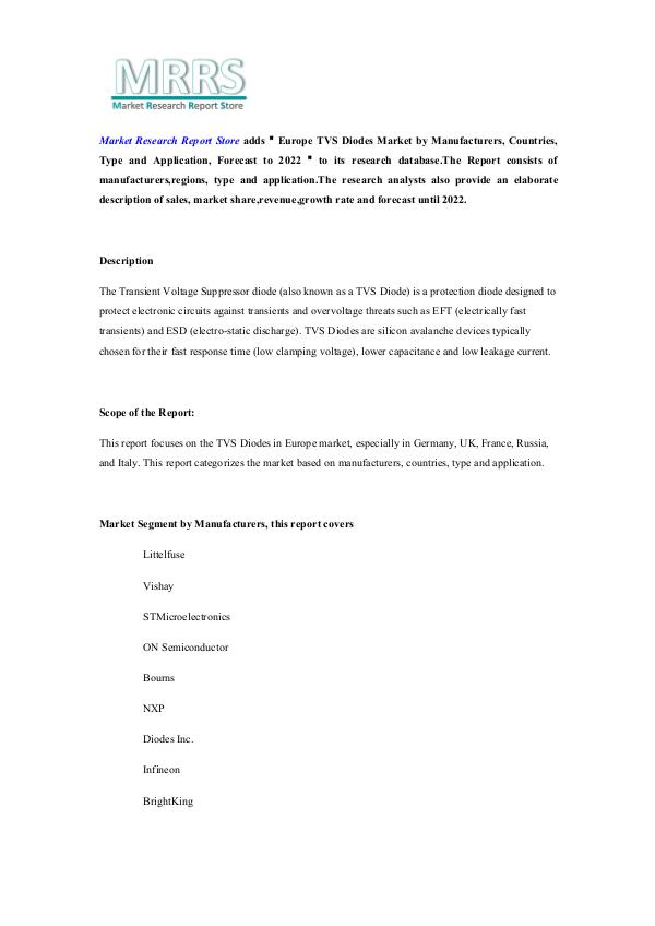 Market Research Report Store  Europe TVS Diodes Market by Manufacturers, Countri