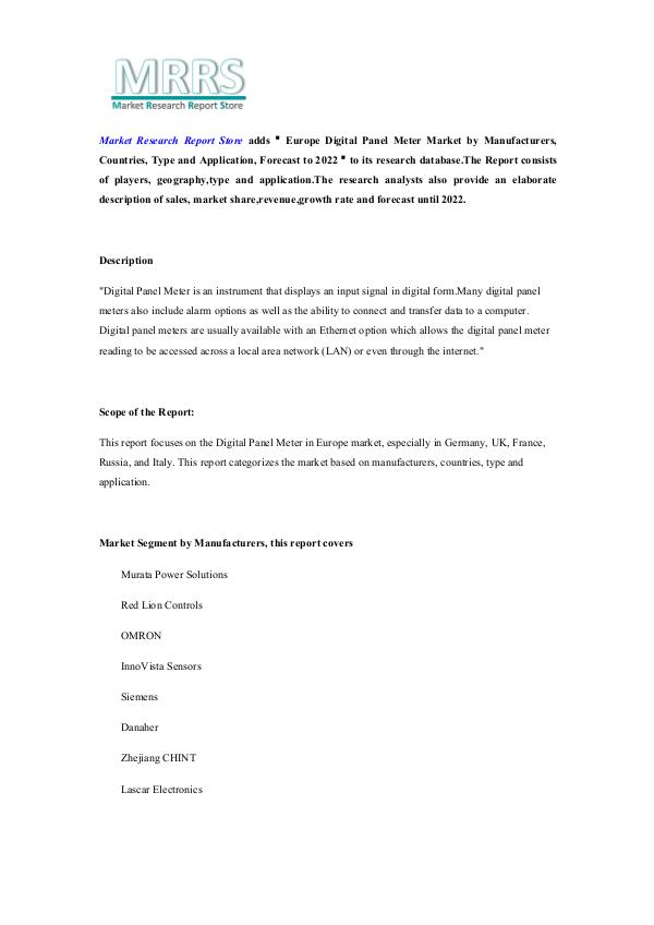 Europe Digital Panel Meter Market by Manufacturers