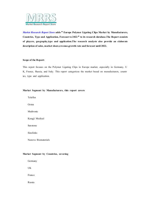 Europe Polymer Ligating Clips Market by Manufactur