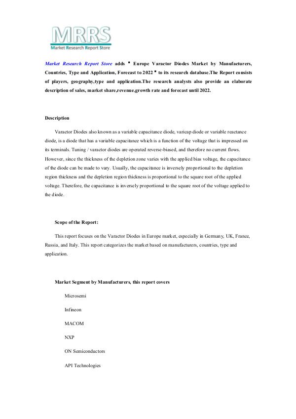 Europe Varactor Diodes Market by Manufacturers, Co