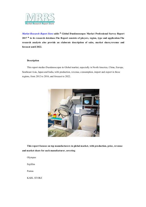 Global Duodenoscopes Market Professional Survey Re