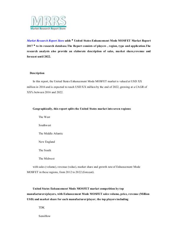 United States Enhancement Mode MOSFET Market Repor