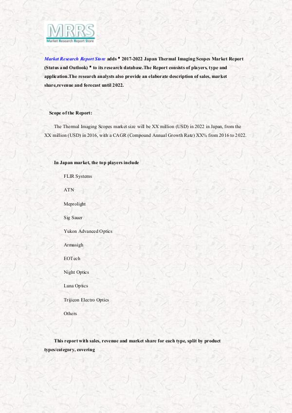 Market Research Report Store The Thermal Imaging Scopes