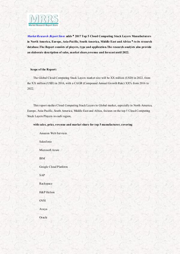 Market Research Report Store The Global Cloud Computing Stack Layers