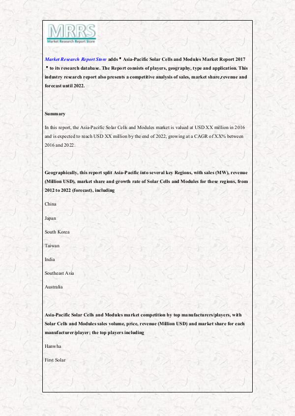 the Asia-Pacific Solar Cells and Modules market