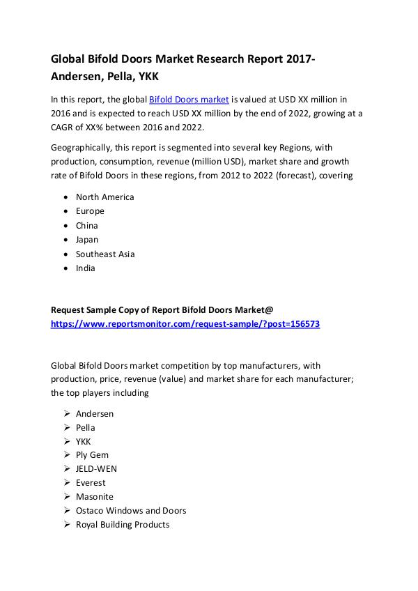 Market Research Reports Global Bifold Doors Market Research Report 2017