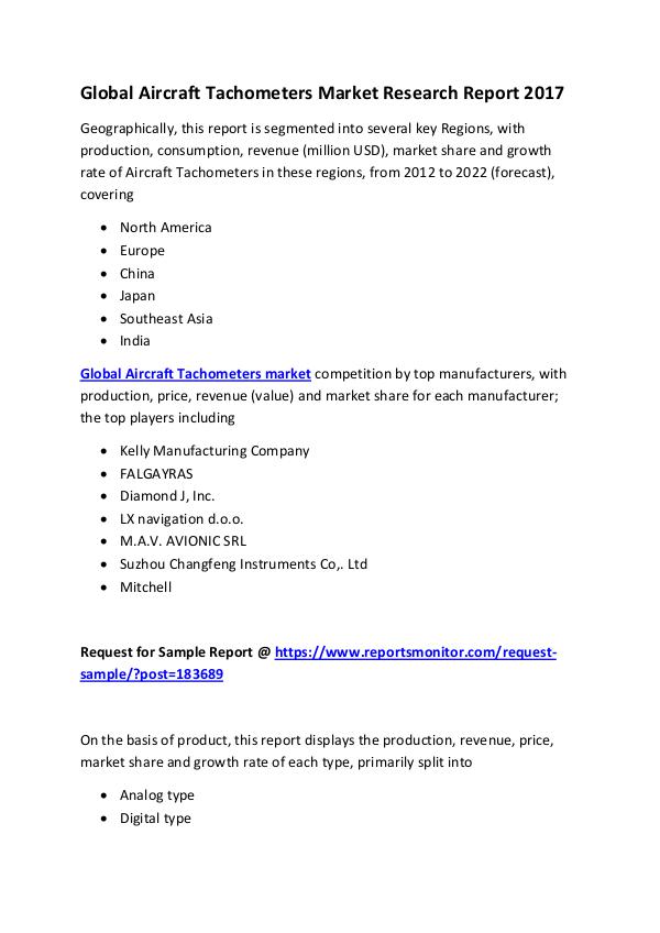 Market Research Reports Global Aircraft Tachometers Market Research Report