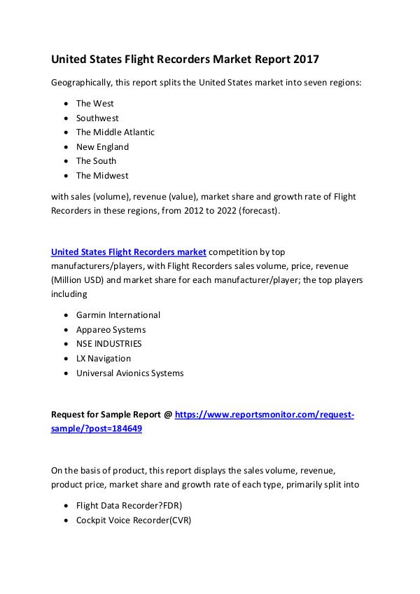 Market Research Reports United States Flight Recorders Market Report 2017