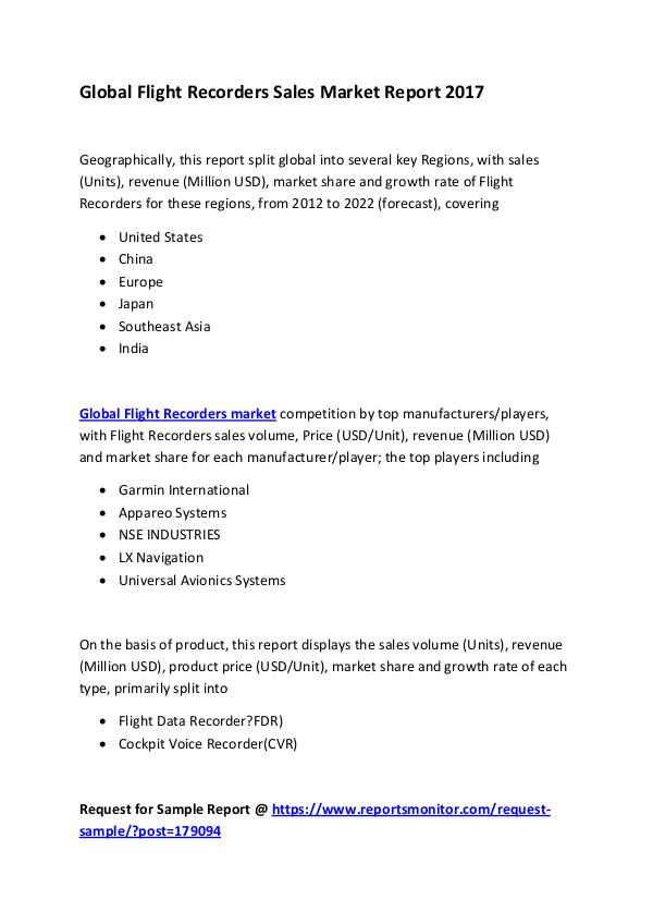 Global Flight Recorders Sales Market Report 2017