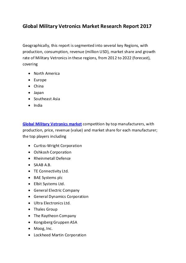 Global Military Vetronics Market Research Report 2