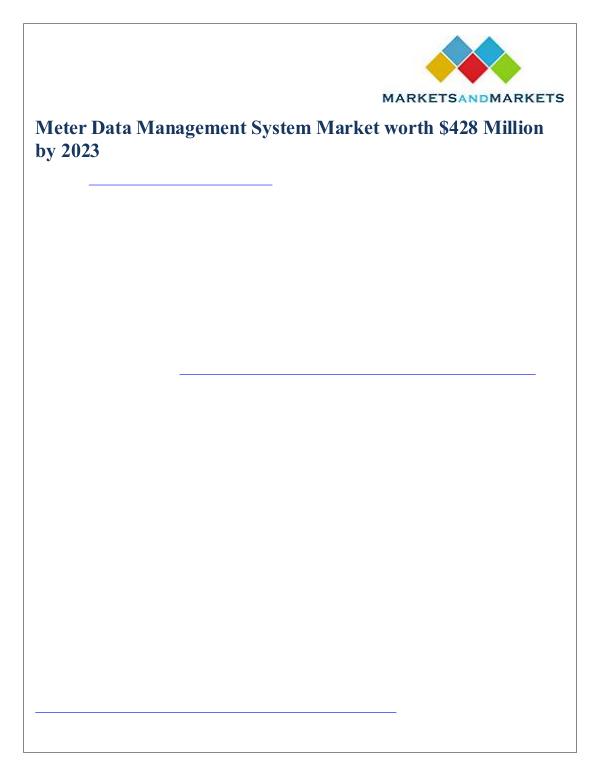 Meter Data Management System Market worth $428 Million by 2023 Meter Data Management System Market - 2023