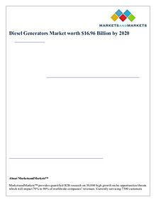 Diesel Generators Market worth $16.96 Billion by 2020