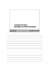 Lezioni di Qualità in Azienda - La Qualità