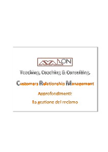 CRM - Approfondimenti - La gestione del Reclamo CRM