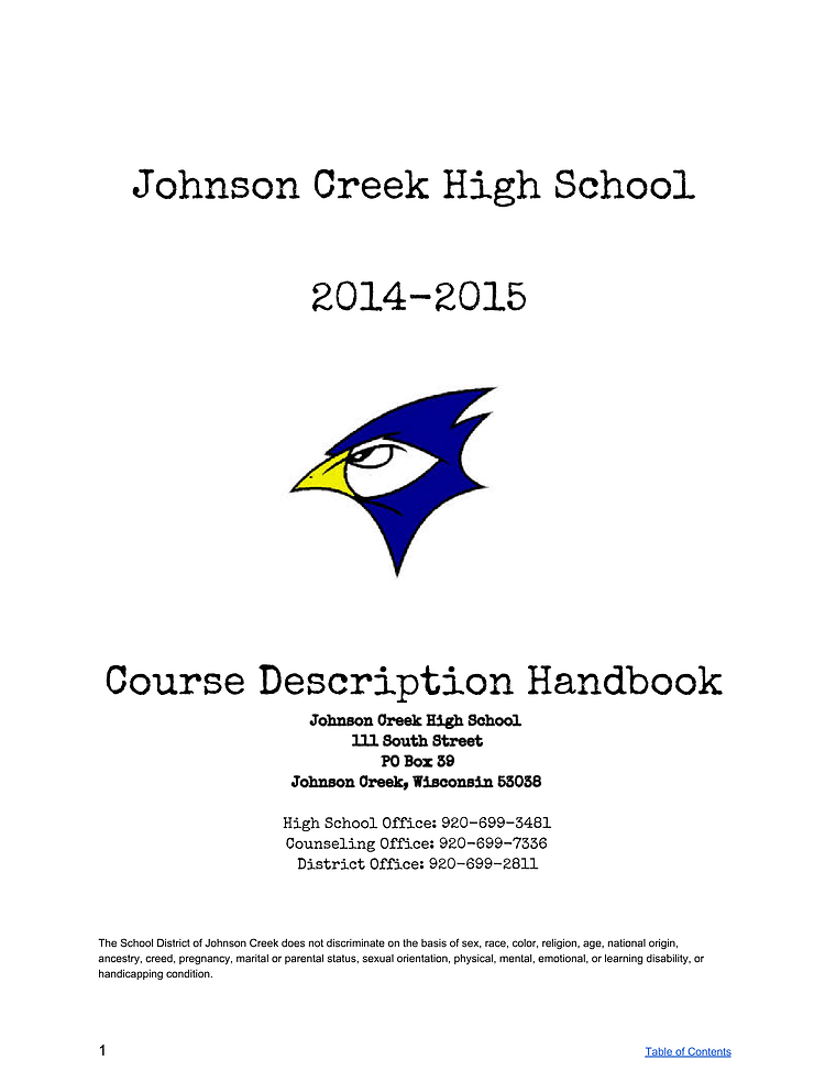 Course Description Handbook 2014-15