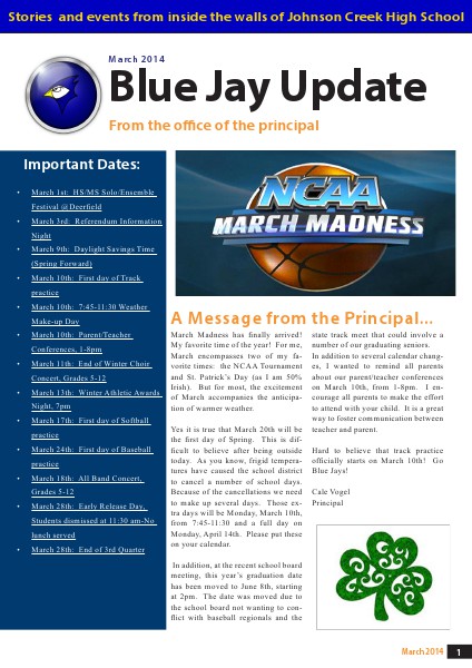 Johnson Creek High/Middle School Newsletter March 2014