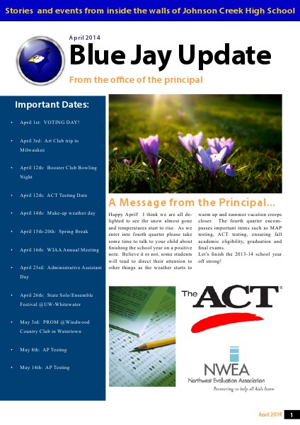 Johnson Creek High/Middle School Newsletter April 2014