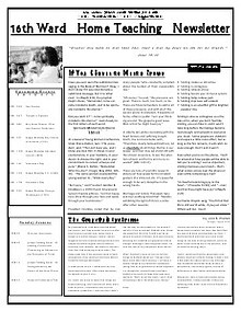 Home Teaching Newsletter