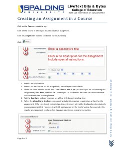 Spalding COE LiveText Help - Creating an Assignment