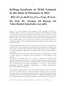 Gazelle : The Palestinian Biological Bulletin (ISSN 0178 – 6288) . Number 109, January 2014, pp. 1-17.