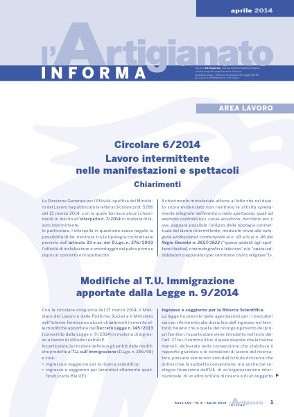 L'Artigianato Informa Aprile 2014