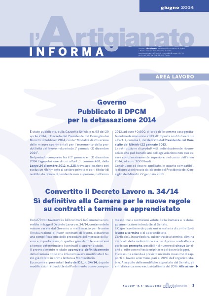 L'Artigianato Informa Giugno 2014