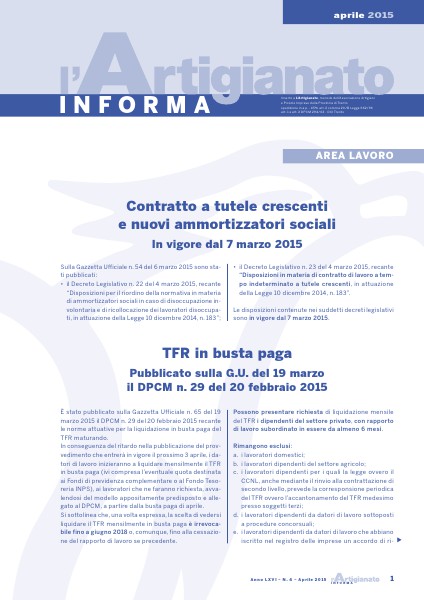 L'Artigianato Informa Aprile 2015