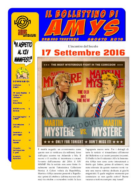 AMys - Bollettino Informativo N.31 - Agosto 2016