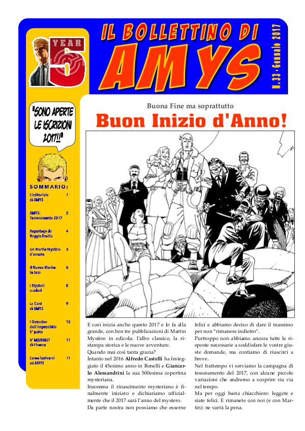 AMys - Bollettino Informativo 33 - Gennaio 2017