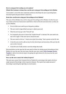 How to setup port forwarding on Arris Modem?