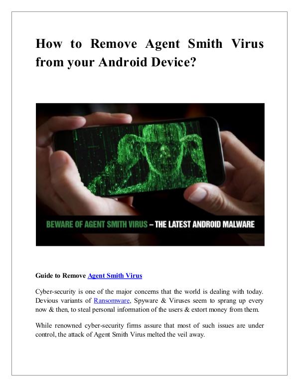 How remove agent Smith Malware from your android How to Remove Agent Smith Virus from your Android