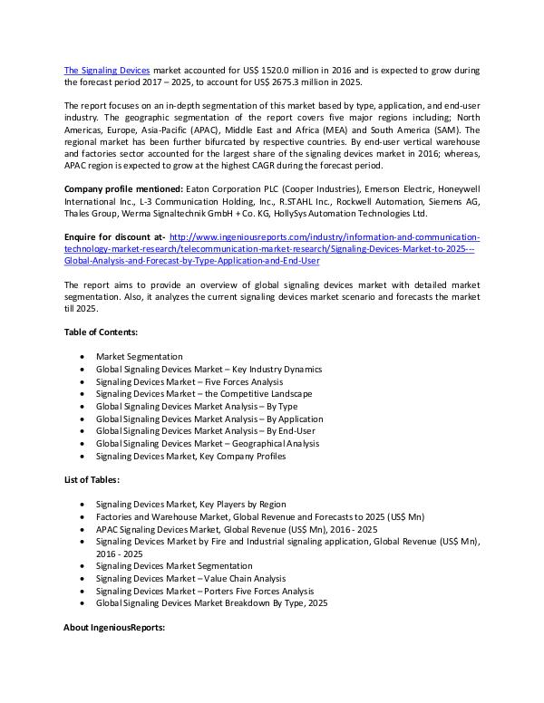 2025 Signaling Devices Market Forecast & Key Company Analysis 2025 Signaling Devices Market Forecast