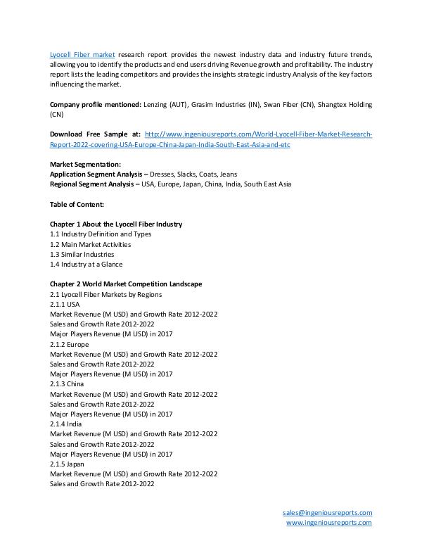 Global Lyocell Fiber Market Revenue and Growth Rate Lyocell Fiber Market