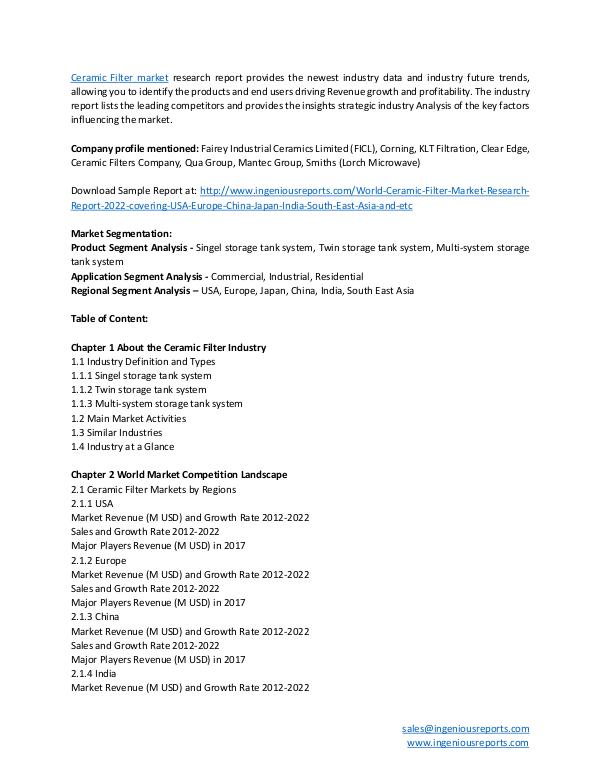 2023 Global Ceramic Filter Industry Trends and Market Forecast Study Ceramic Filter Market
