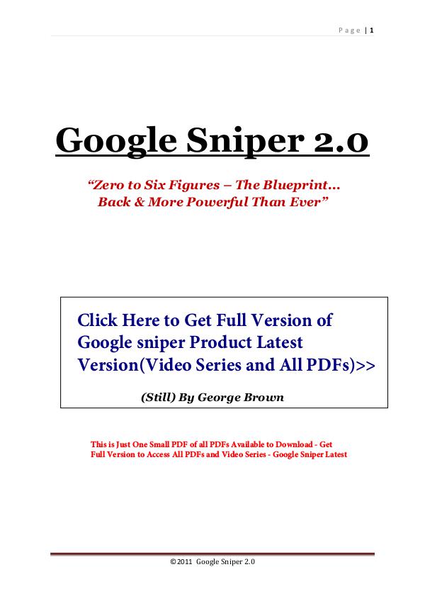 Google Sniper Review PDF eBook Book Free Download