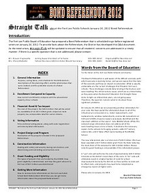 Straight Talk: Answers to the most common questions regarding the Fort Lee Public Schools 2012 Bond Referendum