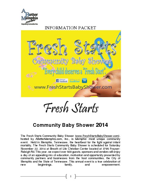 Fresh Starts Community Baby Shower Sonsor Package 2014