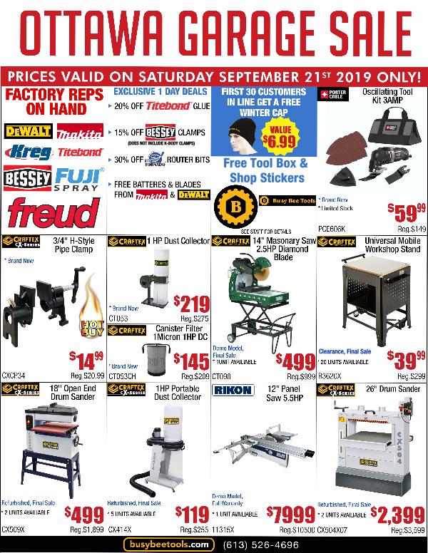 Busy Bee Tools Ottawa Garage Sale 2019