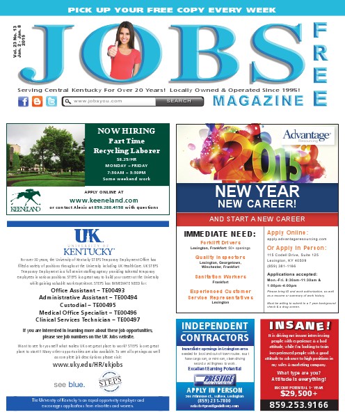 Jobs Magazine January 2 – 8, 2015