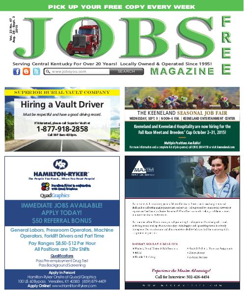 Jobs Magazine August 28 – September 3, 2015