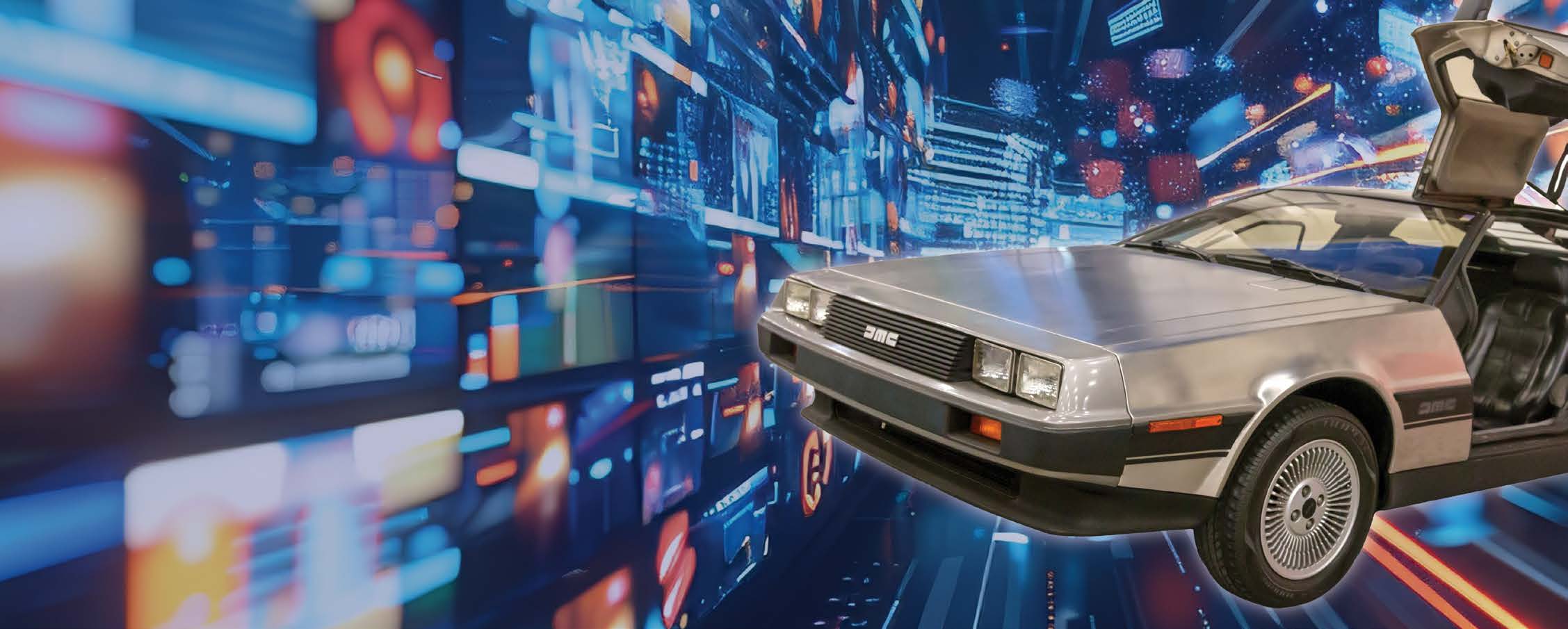 Lease a Rama: Back to the Future banner featuring a DeLorean