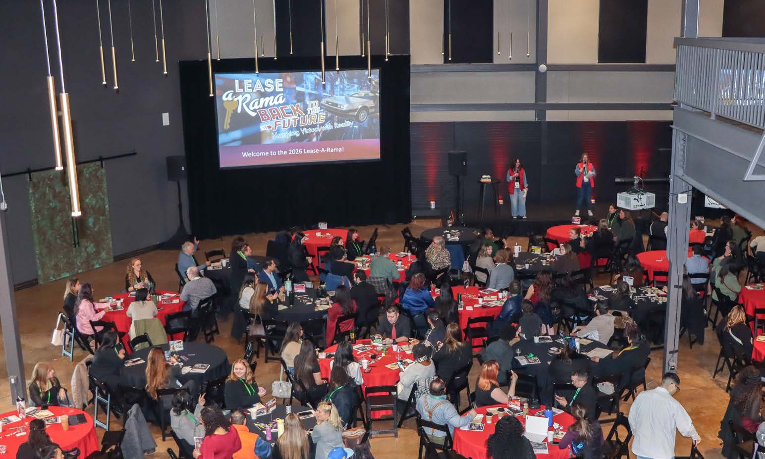 Overhead view of the crowded Lease-A-Rama event space